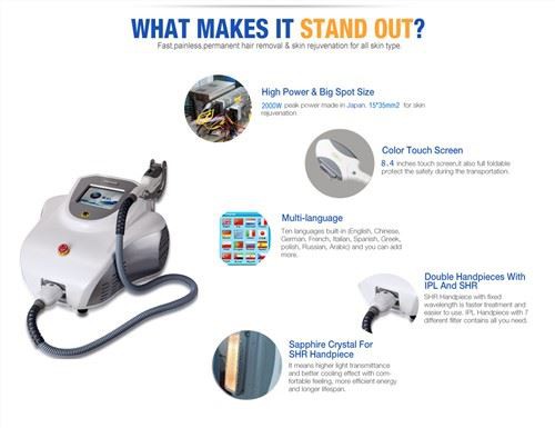 Přenosný stroj IPL pro ošetření pokožky odstraňováním chloupků